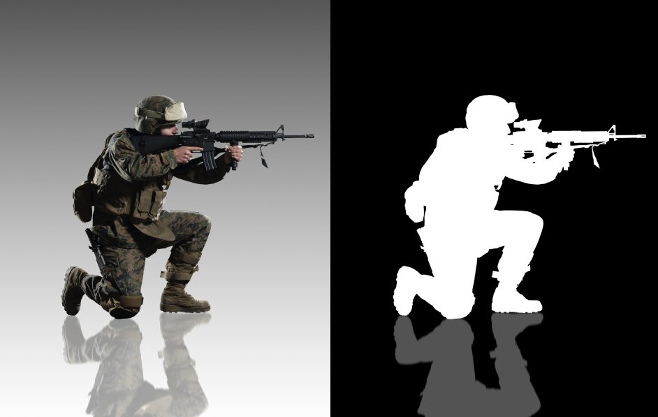 Military soldier holding and aiming weapon while on knee