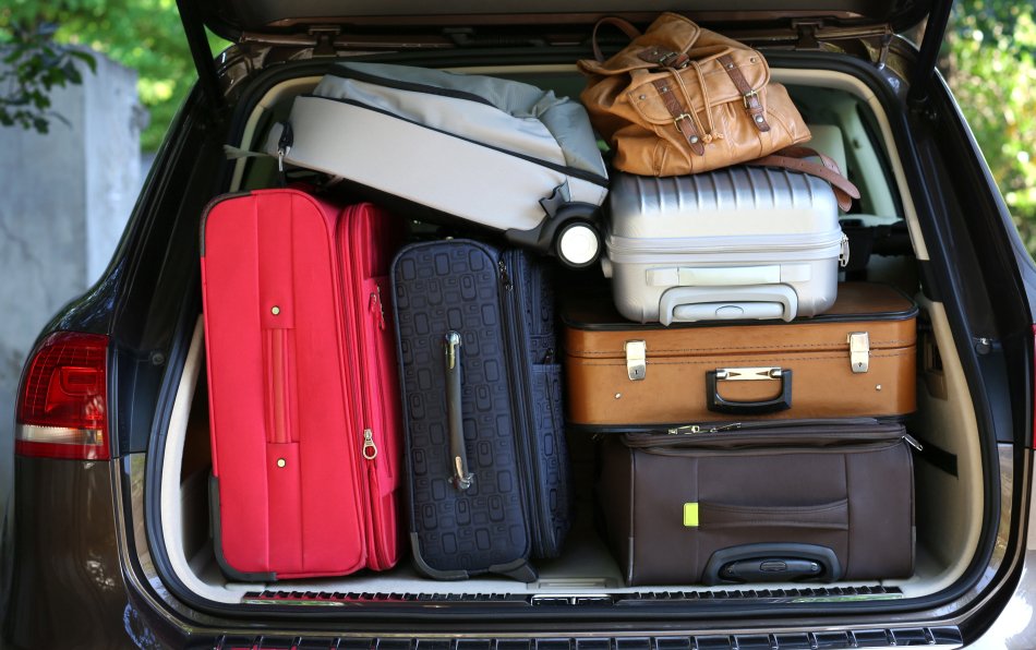 Packed vehicle with bags of luggage